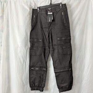 Charcoal Cargo Pants with Zipper Pockets